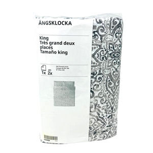 IKEA ANGSKLOCKA Gray & White King Duvet & Pillow Covers